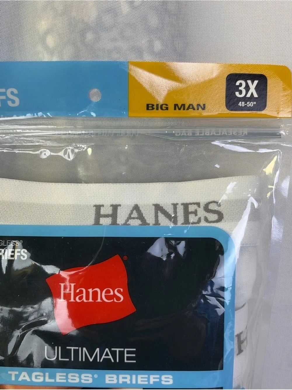 3 Pack White Hanes Men's Size 3X Big Man Ultimate Tagless Briefs Comfort Flex